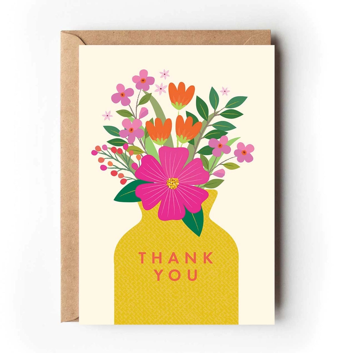 Flowers In Yellow Vase Thank You Card
