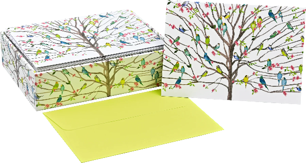 Tree Of Budgies Blank Notecards