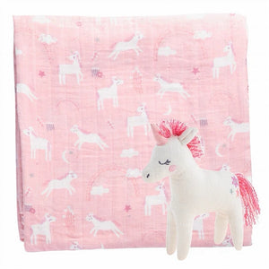 Muslin Blanket & Stuffed Animal | Unicorn