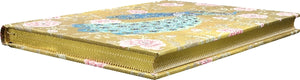 Hardcover golden coloured notebook with gilded gold page edges.