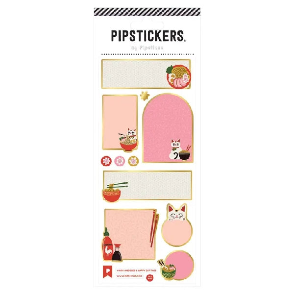 Pipsticks Sticker Tags | Warm Noodles, Happy Cat