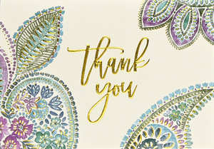 Watercolour Paisley Thank You Notecards