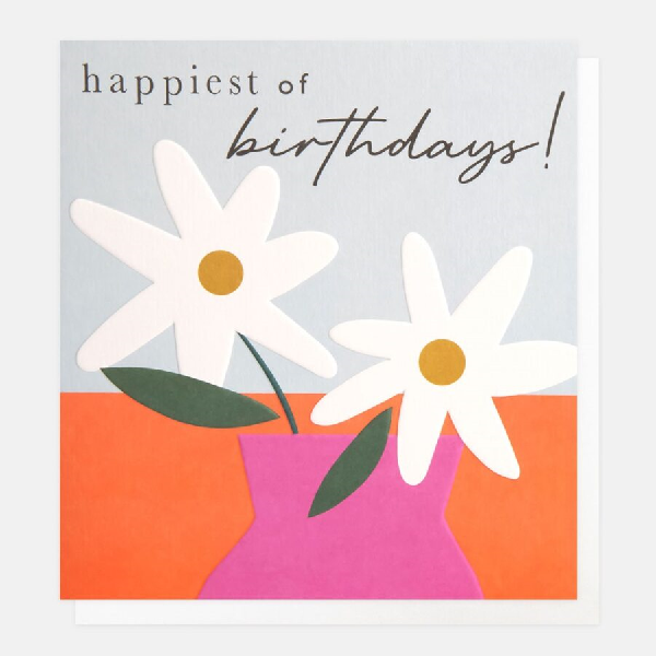 White Flowers Birthday Card