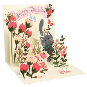 Botanical Cat Pop-Up Birthday Card