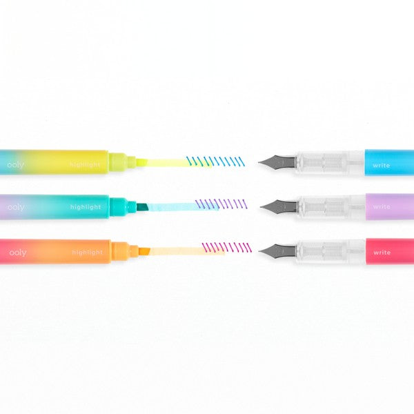 Ooly Fountain Pen Set | Writer's Duo 2-in-1 Fountain Pen + Highlighter