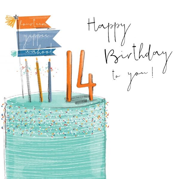 14 Blue Cake Birthday Card