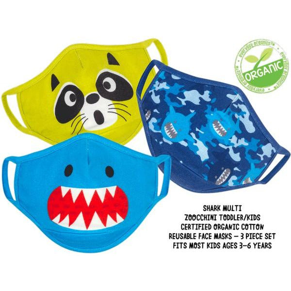 Zoochini Children's Face Masks - Shark Set of 3
