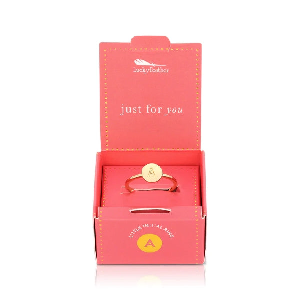 Lucky Feather Initial Signet Ring