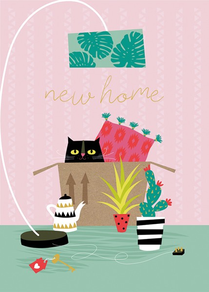Cat In The Box New Home Card