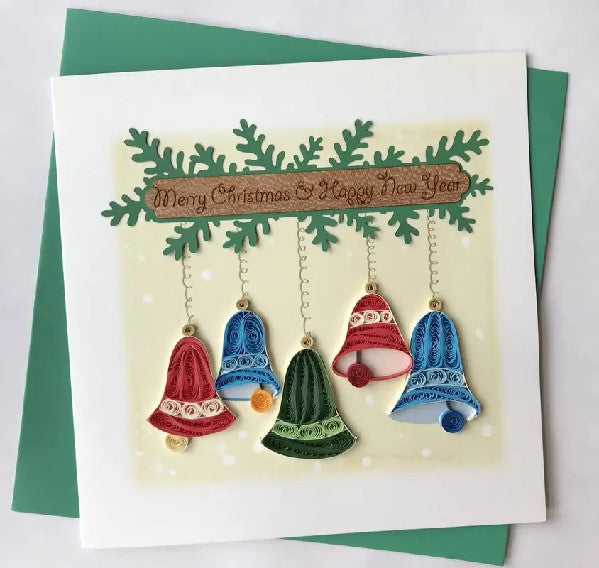 Christmas Bells Quilling Xmas Card
