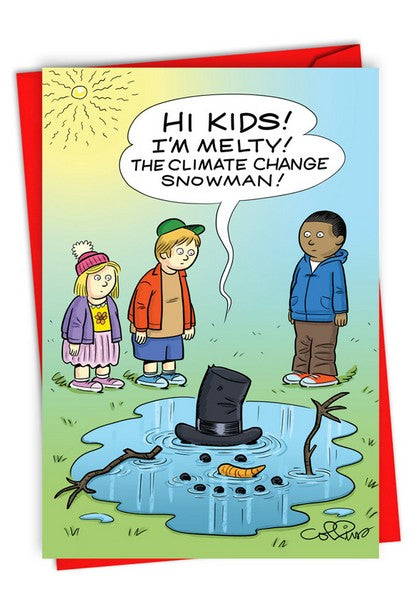 Climate Change Snowman Christmas Card