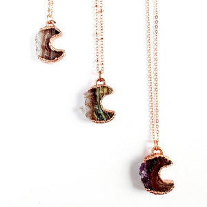 Petite Amethyst & Jasper Crescent Moon Necklace
