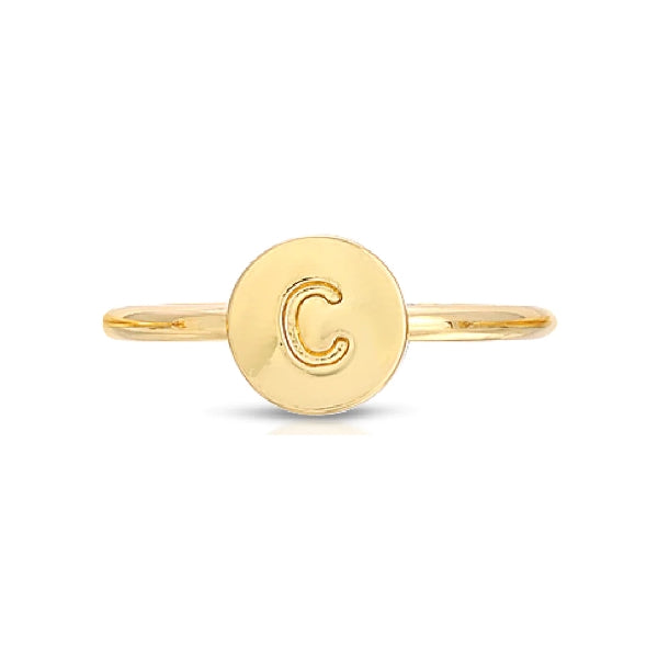 Lucky Feather Initial Signet Ring