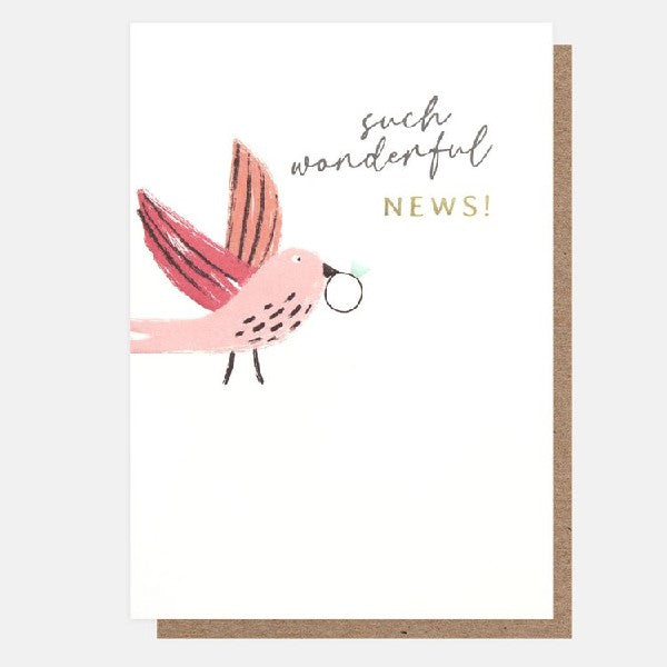 Wonderful News Bird Engagement Card