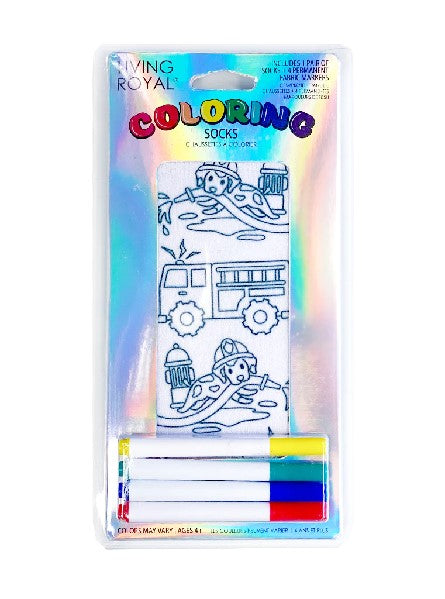 Living Royal Kids Colouring Socks | Fire Truck