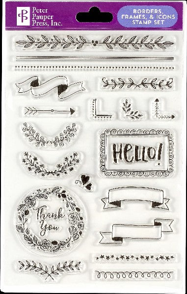 Silicone Clear Stamp Set | Borders, Frames & Icons