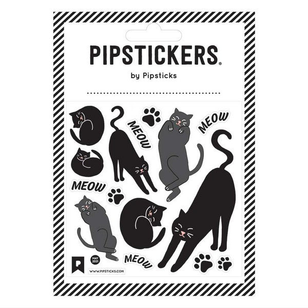 Pipsticks Fuzzy Black Cats Stickers