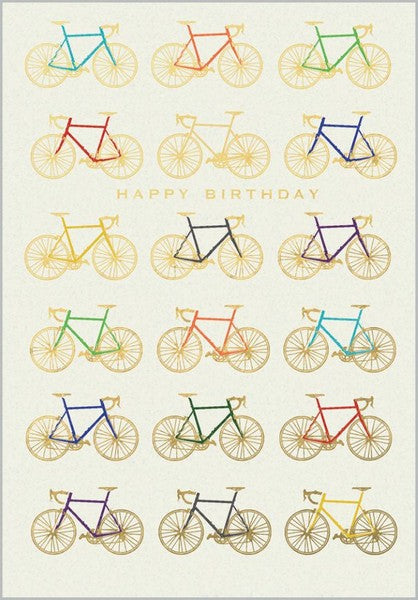 Golden Bicycles Birthday Card