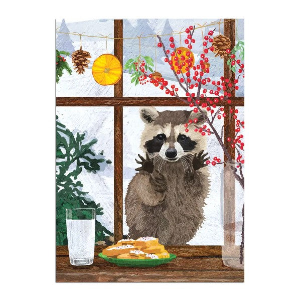 Hearth Raccoon Christmas Card