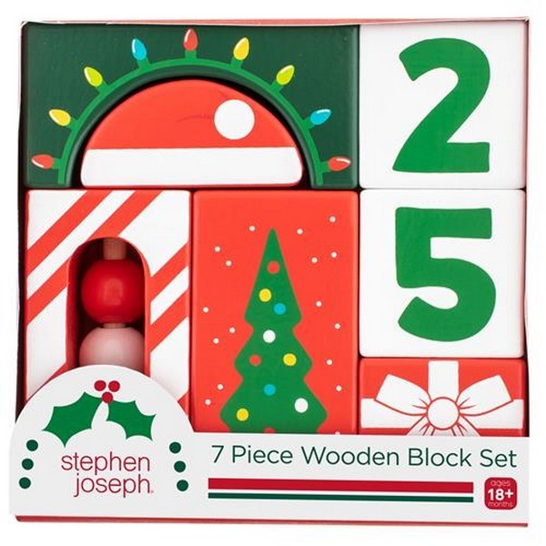 Stephen Joseph Holiday Wooden Building Blocks