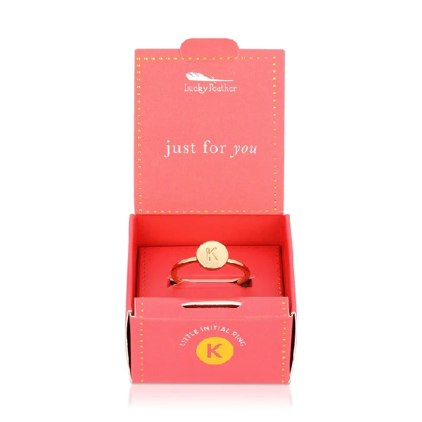 Lucky Feather Initial Signet Ring