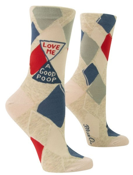 Blue Q Women's Crew Socks | Love Me a Good Poop