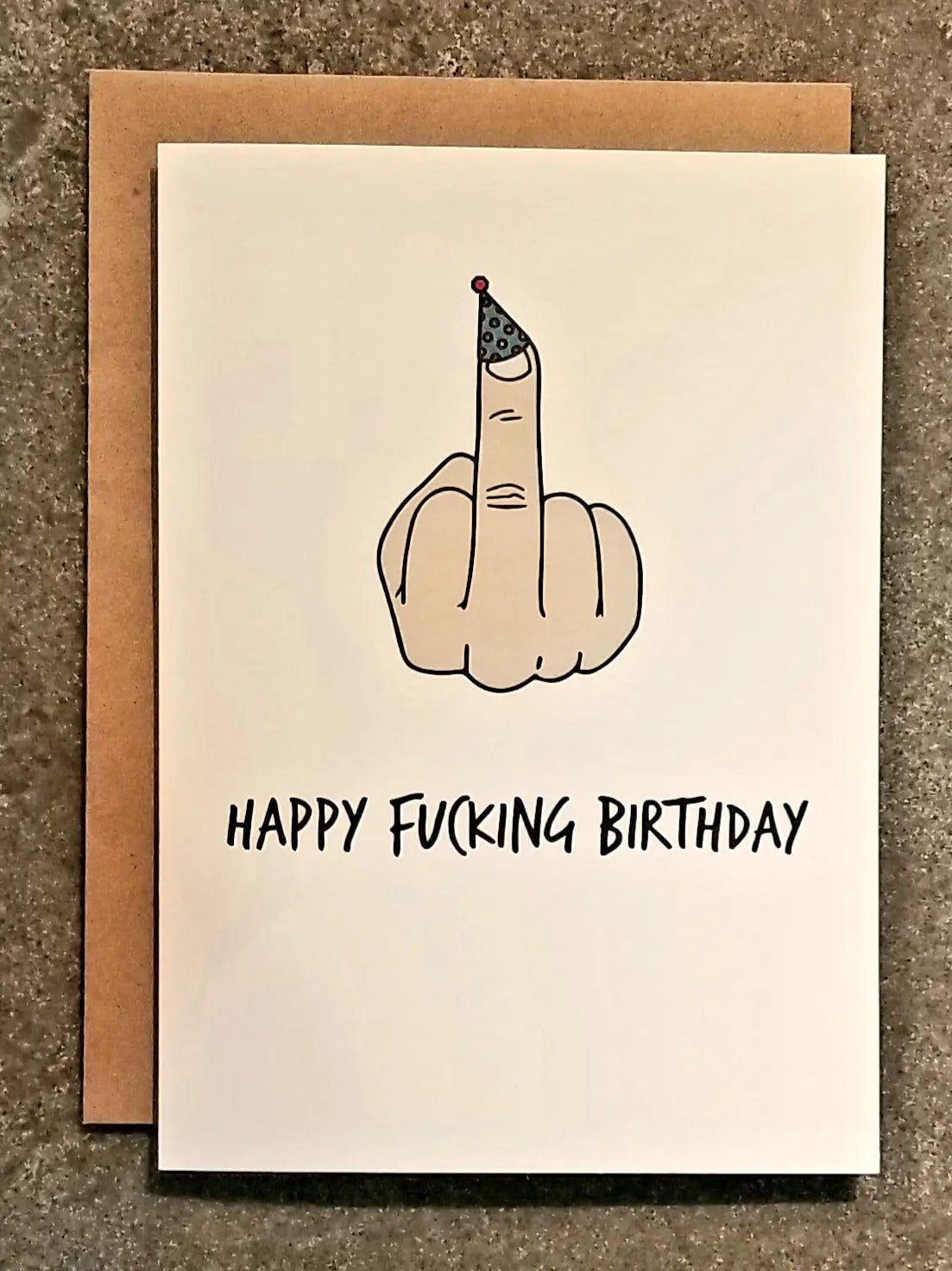 Middle Finger Party Hat Birthday Card
