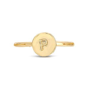 Lucky Feather Initial Signet Ring