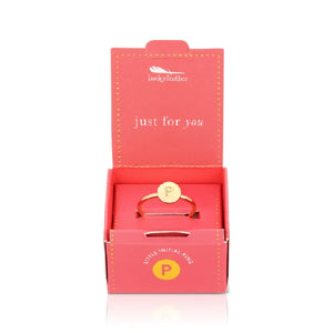 Lucky Feather Initial Signet Ring