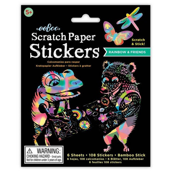 Eeboo Scratch Paper Stickers Activity | Rainbow & Friends