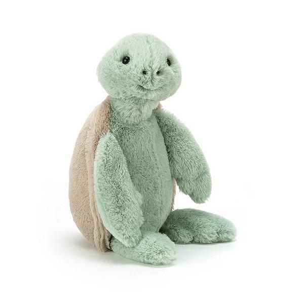adorably soft plushie of a medium-sized turtle by popular brand Jellycat.