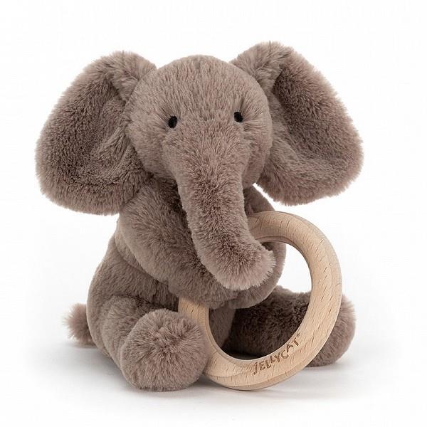 Jellycat Shooshu Elephant Wooden Ring Rattle