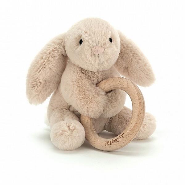 Jellycat Shooshu Bunny Wooden Ring Rattle