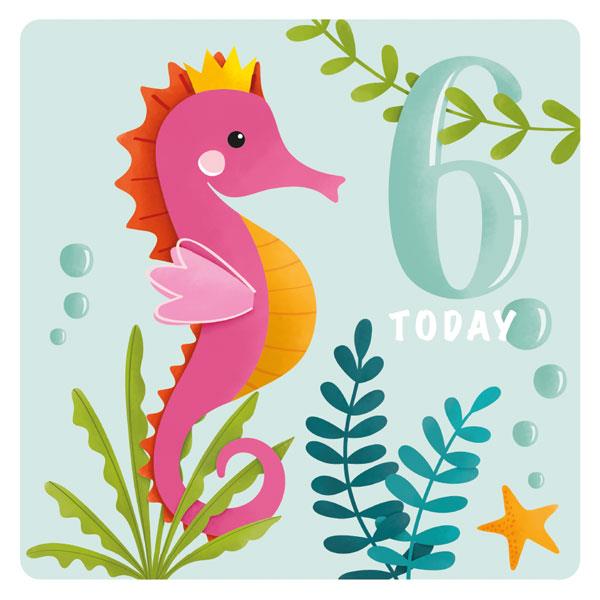 Happy 6th Birthday Seahorse Card