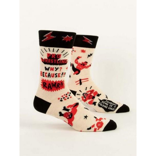 Blue Q Men's Crew Socks | Pro Wrestling