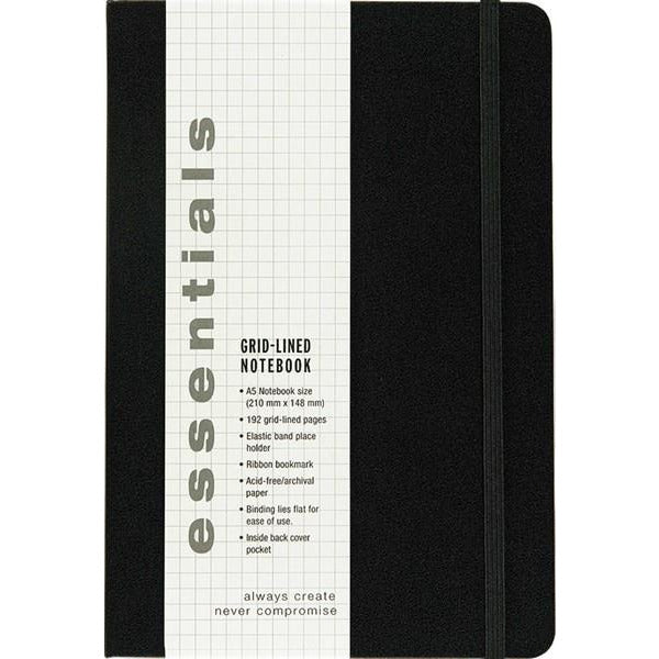 Essentials Notebook - Grid Large Black