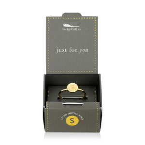Lucky Feather Initial Signet Ring