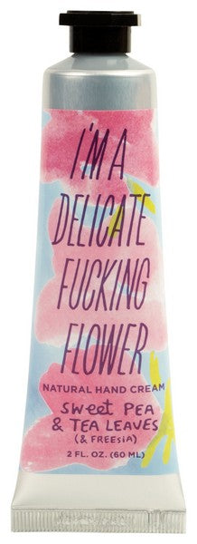Blue Q Delicate Fucking Flower Hand Cream | Sweet Pea & Tea Leaves