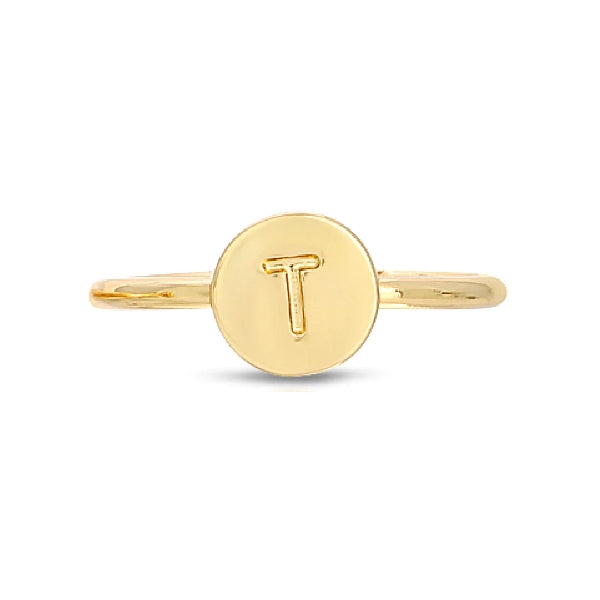 Lucky Feather Initial Signet Ring